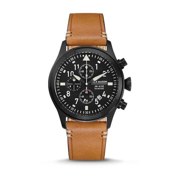 Jack Mason Men\'s Chronograph Watch Aviator Saddle Leather Strap JM-A102-018 VG+ Jack Mason Men main image 4