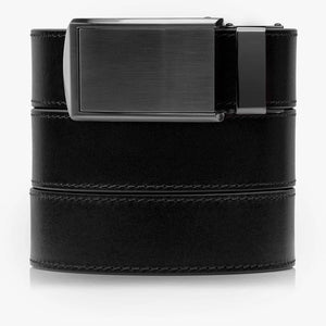 Onyx Black Full Grain Leather Belt-Gunmetal Belt Buckle
